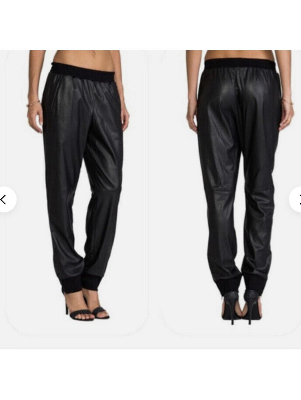 Y2k 90s BCBG Pull On Joggers Pants Womens M Grunge Faux Leather Elastic Waist